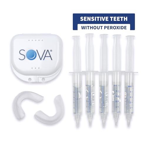 SOVA White - Teeth Whitening Kit - Includes 2 Custom-Fit Trays, 5 Whitening Gel Applicators & Protective Case - Non-Peroxide for Sensitive Teeth - BPA, Latex, Phthalates & PVC Free