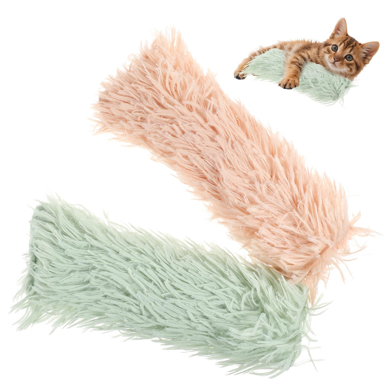 Cat Pillows Cat Toys,2 Pack Soft and Resistant Cat Pillows Toy,Interactive Crinkle Sound Catnip Toys for Indoor Cats,Promotes Kitten Exercise,Chewing and Teething,Light Green and Orange - BeesActive Australia