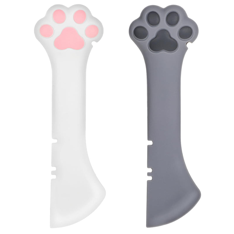 Molain 2 PACK Dog Cat Food Spoon, Silicone Cat Food Spoon for Wet Food, Cat Food Spatula with Can Opener, Cat Spoons for Wet Food, Reusable Cat Spoon for Dog Cat Canned Food (White, Gray) - BeesActive Australia