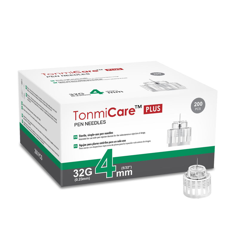 Plus Pen Needles 32G 4mm, Diabetic Needles for Insulin Injections, Compatible with Most Diabetes Pens, 200 Ct 4mm(5/32") x 32G