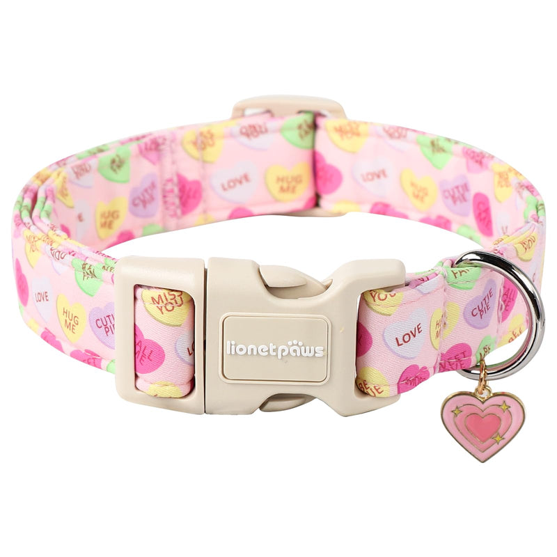 Lionet Paws Valentine's Day Dog Collar- Cute Pink Sweet Heart Dog Collars with Plastic Buckle, Light Adjustable Dog Collars for Small Dogs X-Small (Pack of 1) Heart Letter - BeesActive Australia