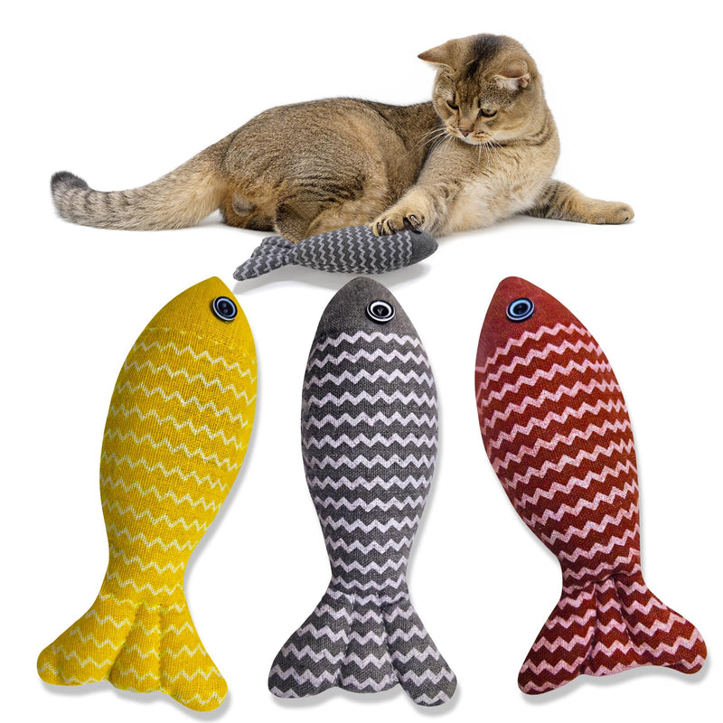 Indoor Cat Toys for Catnip Fish: 3 Packs Simulation Fish Shape Soft Linen Exercise Kicker Toys, Chew Bite Supplies for Cat Toys Self Play - BeesActive Australia