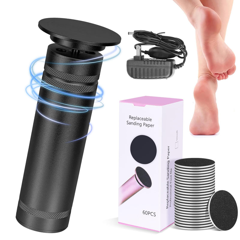 PowerPro Electric Foot Callus Remover,36W Professional 1200rpm Heavy Duty Metal Grinder for Dead Skin Automatic Foot Sander with 60pcs Sandpaper Pads for Home Use Pedicure Kit(Black) Black - BeesActive Australia