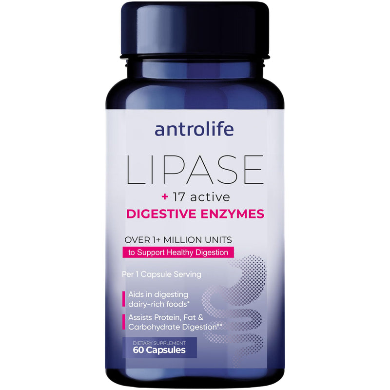 ANTROLIFE Digestive Enzymes ‚Äì 17 Active Enzymes ‚Äì Lipase, Protease & Amylase Supplement ‚Äì Supports Digestion & Nutrient Absorption ‚Äì Lipase Enzymes ‚Äì Dietary Supplement ‚Äì 60 Caps - BeesActive Australia
