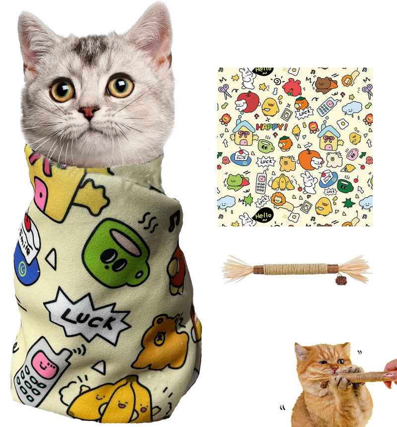 Cat Wrap for Cutting Nails,Self-Adhesive Velcro Cat Grooming Wrap,Anti-Escape,Anti-Scratch,Anti-Bite,Multifunctional Cat Grooming Bag for Calming & Holding Cat(XLarge) XLarge - BeesActive Australia
