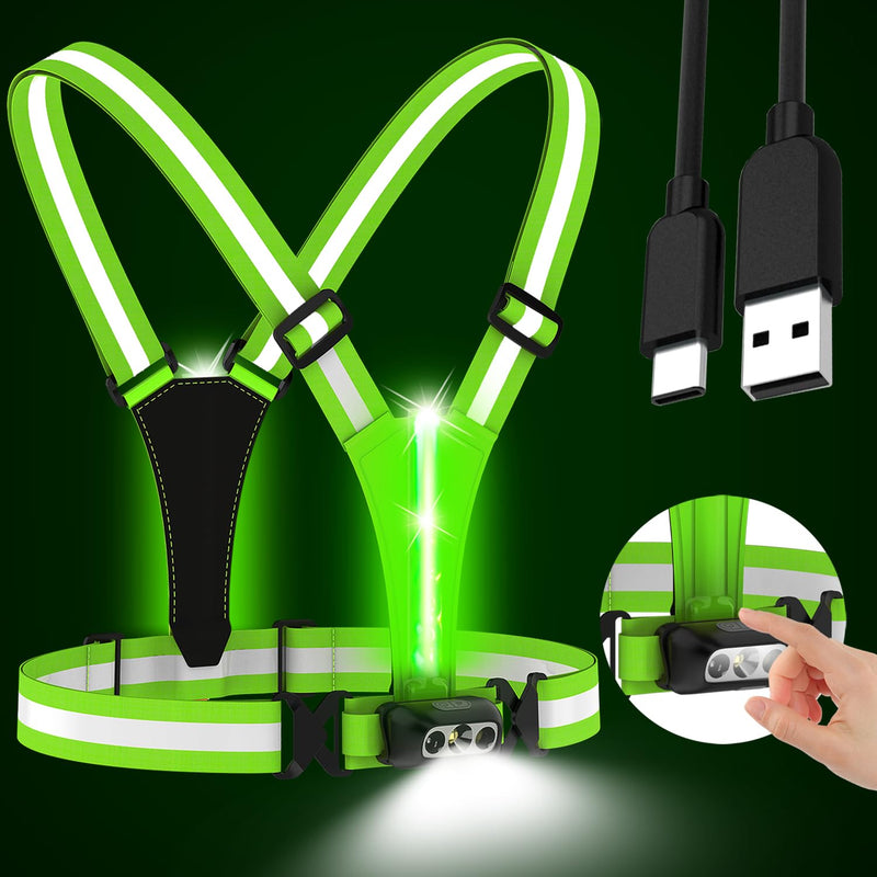 Reflective Running Vest,3 Lights High Visibility Reflective Running Gear,USB Rechargeable Light Up Vest for Walking Running Cycling,Adjustable fits Well for Men Women Kids - BeesActive Australia