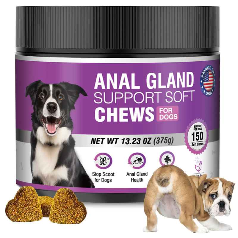 Dog Anal Gland Soft Chews 150 Stop Scoot for Dogs Supports Anal Gland Bowel Function Digestive Health Fiber Pumpkin Supplement for Dogs Pet Diarrhea Bowel Support Probiotics Digestive (Chicken Flavor) Chicken - BeesActive Australia
