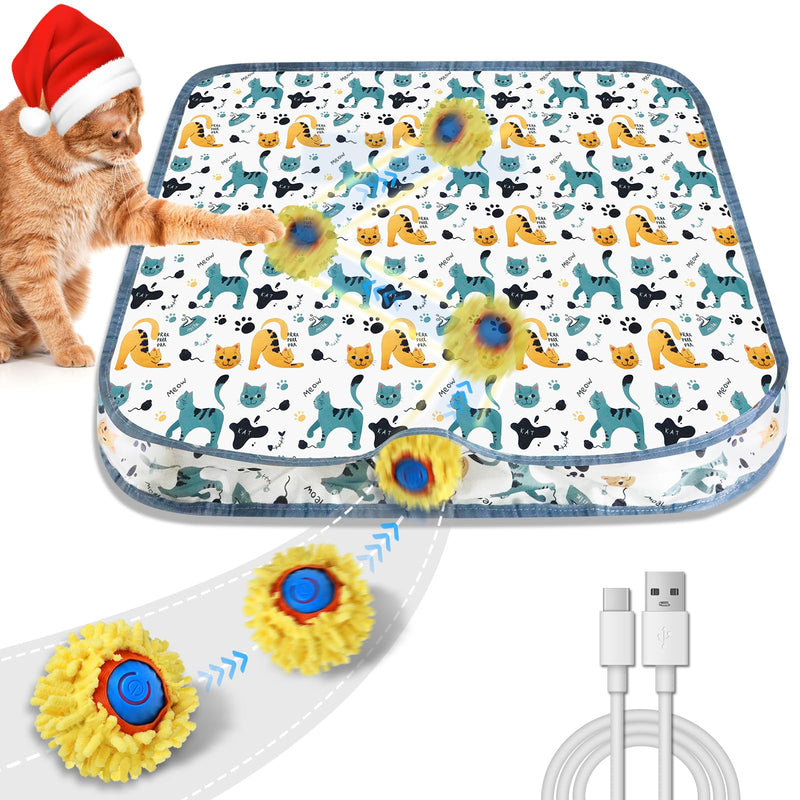 Interactive Cat Toys for Indoor Cats Cat Gifts Sea Urchin Smart Bounce Ball Fast Rolling with Light Automatic Moving Cat Toy Hide and Seek Game in Square Pouch for Cat for Cat - BeesActive Australia