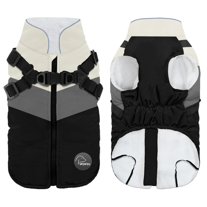 Warm Dog Winter Coat,Waterproof Dog Jacket with Built-in Harness,Dog Cold Weather Coat with Reflective Stripes,Winter Snow Dog Warm Coat for Small, Medium Dogs,Cold Weather Cozy (Black, L) Black - BeesActive Australia