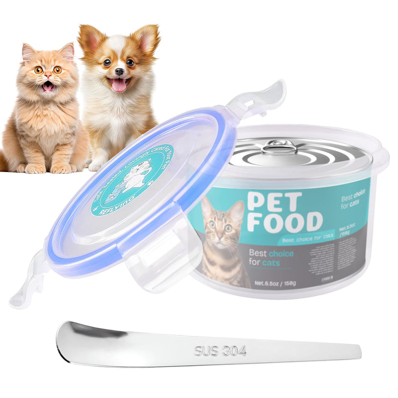 Canned Cat Food Storage Lids,Reusable Airtight Can Cover Pet Food Sealer - Keeps Cat Food Storage Can Fresh, Cat Food Lids Container Eliminates Odor, Easy To Use With SUS 304 Spoon,Can Opener 1 Jar（S）+1 spoon - BeesActive Australia