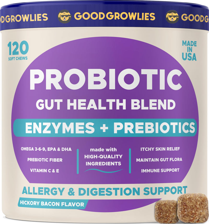 Probiotics for Dogs + Digestive Enzymes - Omega & Pumpkin - Gut Health & Immunity Support - Relieves Diarrhea, Gas, Constipation, Improve Digestion - Made in USA - 100 Soft Chews - Jerky - BeesActive Australia