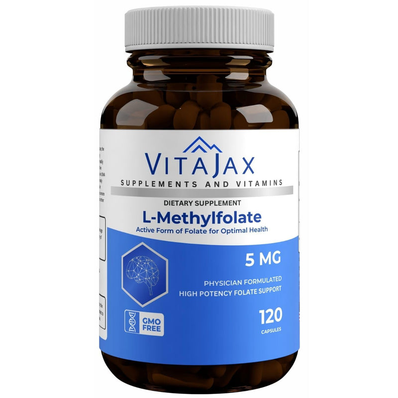 L Methylfolate 5 mg | 120 Caps | Value Pack | Max Potency | Active Folate | Gluten Free | Methyl Folate 5-MTHF | No Filler Doctor Designed and Formulated