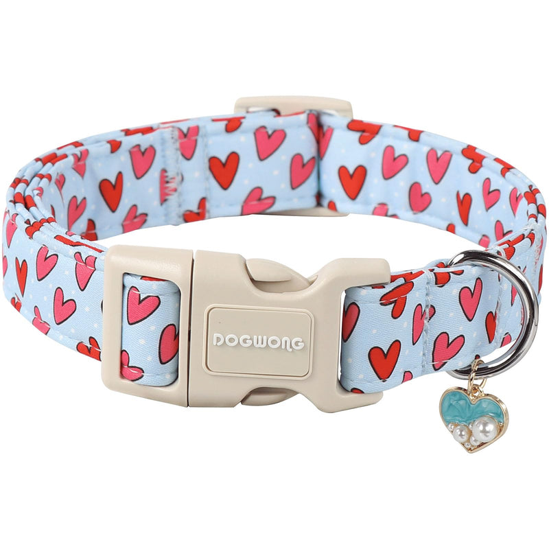 DOGWONG Valentine Dog Collar- Cute Blue Heart Dog Collars Adjustable Designer Valentine’s Day Puppy Heart Dog Collar for Small Medium Large Dogs S V: Blue heart - BeesActive Australia