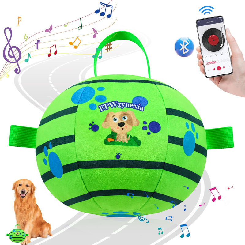 Interactive Dog Toys，Squeaky Dog Toy Support Bluetooth connection，Active Rolling Bouncing Dog Ball with Straps，Interactive Dog Toys for Boredom，Keep Them Busy Dog Toy Jumping Music Mode for Medium 5.51 inch Green - BeesActive Australia