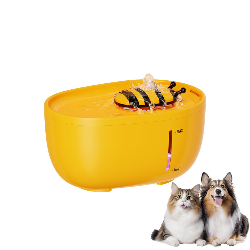 Cat water68oz/2L Cat Water Dispenser -Cat Pet Water Dispenser- Automatic Cat Water Dispenser Bowl -Cat Feeding and Drinking Supplies- Water Level Window-Ultra Quiet Water Dispenser(Yellow) Black HM-01 - BeesActive Australia