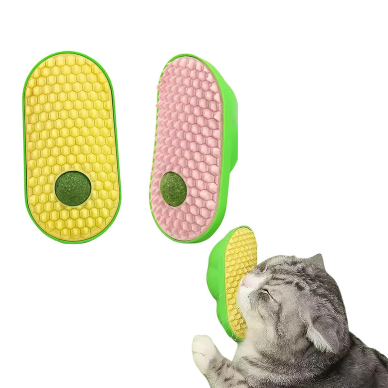2Packs Self Grooming Tool with Catnip, Wall Corner Scratcher, Massage Brush for Long & Short Fur Cats and Puppies - BeesActive Australia