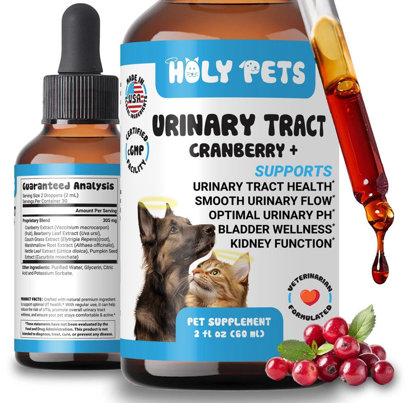 Natural UTI Medicine for Cats & Dogs, Urinary Tract Infection Treatment, Antibiotic Supplement for Pets - Helps with Bladder & Kidney Health, Flow, PH & Overall Function - All Natural