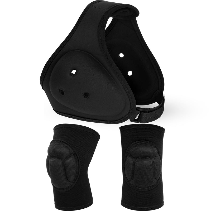 Viora White Wrestling Headgear Knee Pads Set for Kids Youth, Thick Sponge Anti Slip Knee Sleeve, Adjustable Wrestling Ear Guard Protective for Sparring Brazilian Jiu Jitsu Training 3