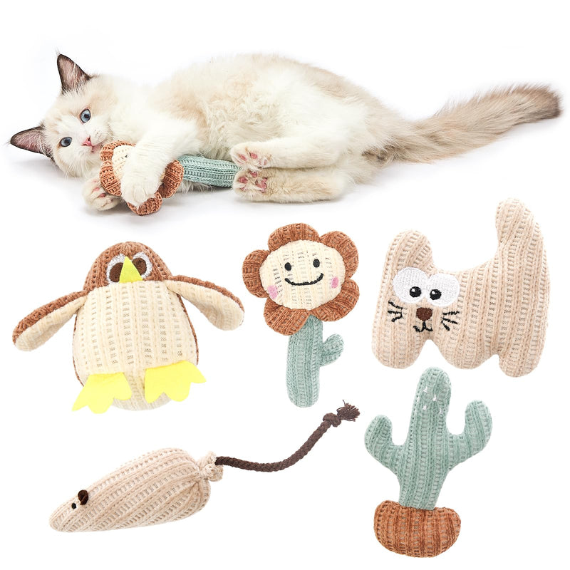 Jiupety Cat Chew Toy Catnip Toys for Cats Soft Linen Interactive Cat Kicker Toys for Indoor Cats 5 Pack Bite Resistant with Kitten Toys for All Breeds A - BeesActive Australia