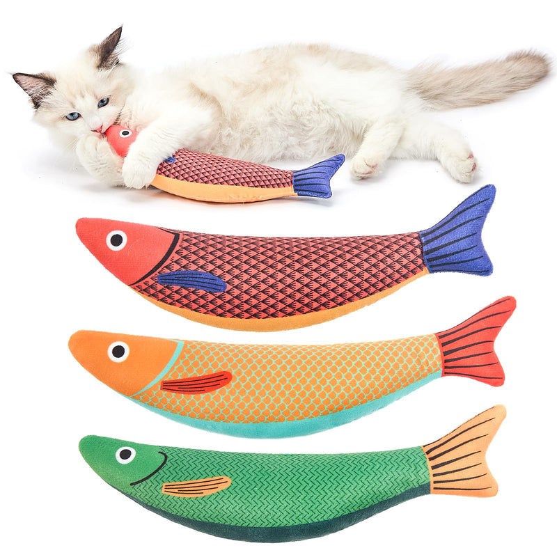 Jiupety Cat Toys Saury Fish 3 Pack Cat Chew Sound Toys Bite Resistant Catnip and Toys Cat Kicker Toy Interactive Kitten Cat Toys for Indoor Cats 9.4 Inches - BeesActive Australia