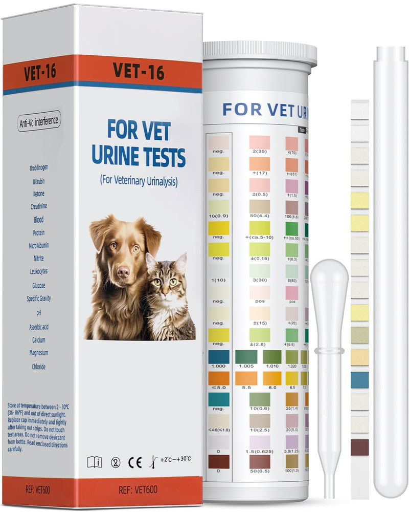 Pawfly 100 Strips Urine Test Strips, UTI Test Kit for 16 Parameters, Pet Urine Testing Strips, Veterinary Urinalysis Test Strips for Ketone, Glucose, Blood, Specific Gravity pH & More 16 in 1 - BeesActive Australia