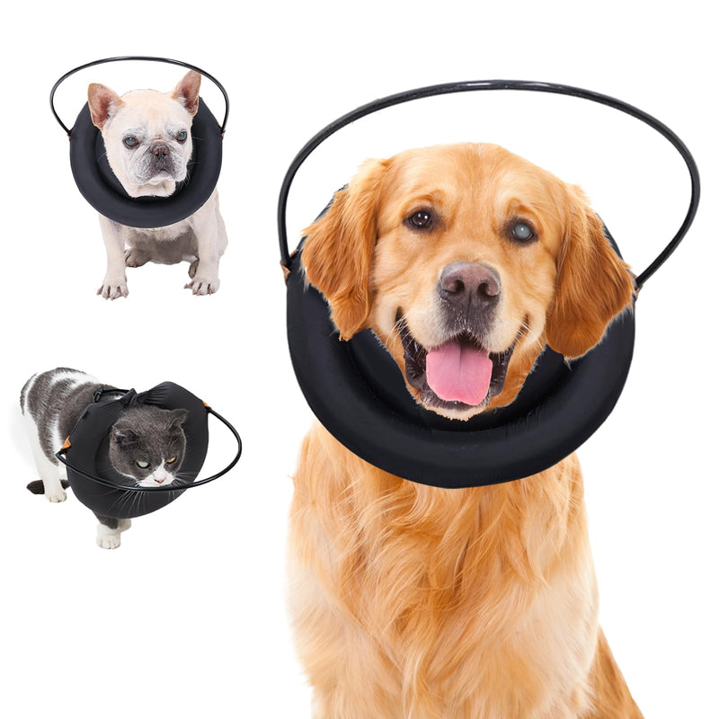 Adjustable Anti-Collision Ring Harness for Blind Pets – Lightweight Guiding Collar for Dogs and Cats with Vision Impairment or Eye Injuries (Black, XL) Black XL (Refer Size Chart) - BeesActive Australia