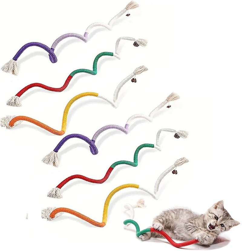 6-Pack Rope Cat Chew Toys - Interactive 27.6" Kicker Toys for Indoor Cats, Bite-Resistant, Cotton Toys for Bored Cats & Kittens of All Breeds. - BeesActive Australia