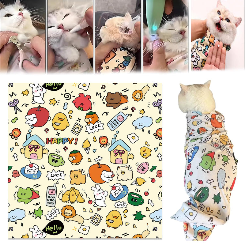 Cat Wrap for Cutting Nails and Grooming, Cat Restraint Wrap for Nail Clipping, Anti-Escape Calming Wrap for Cats, Self-Adherent Cat Restraint, Cat Wrap for Grooming (L (Within 6 lbs)) L (within 6 lbs) - BeesActive Australia