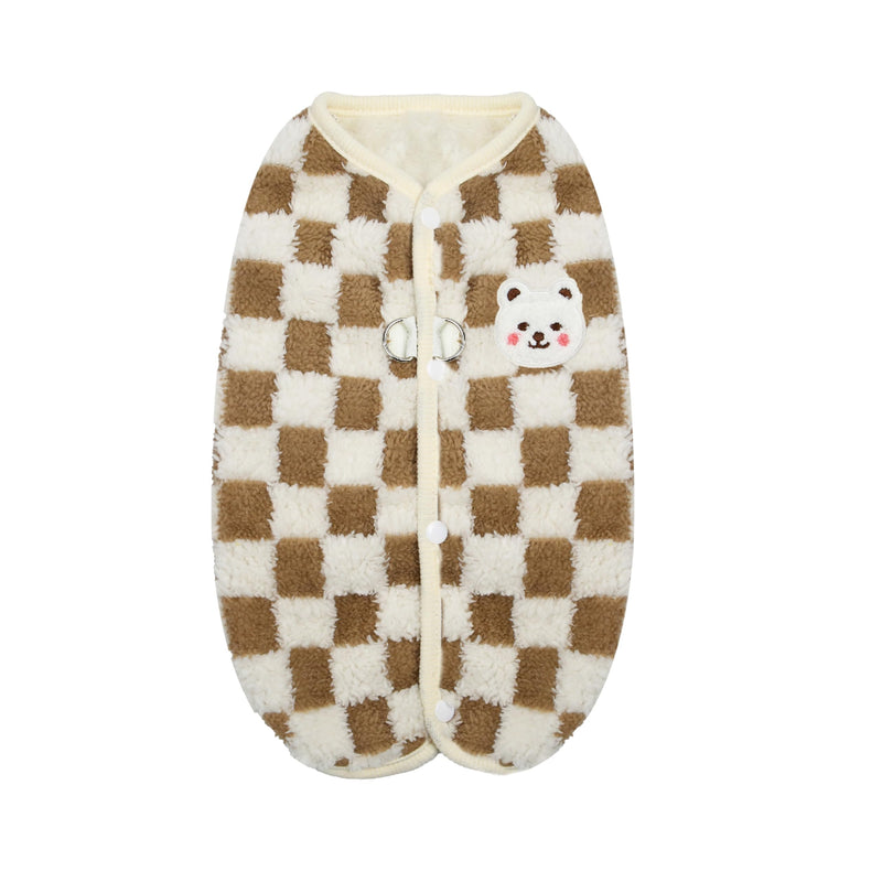 Fleece Dog Sweater, Dog Clothes for Small Dogs, Dog Winter Coat, Step-in, Warm, Leash Ring, Brown, XL X-Large(9.5-13 lbs) - BeesActive Australia