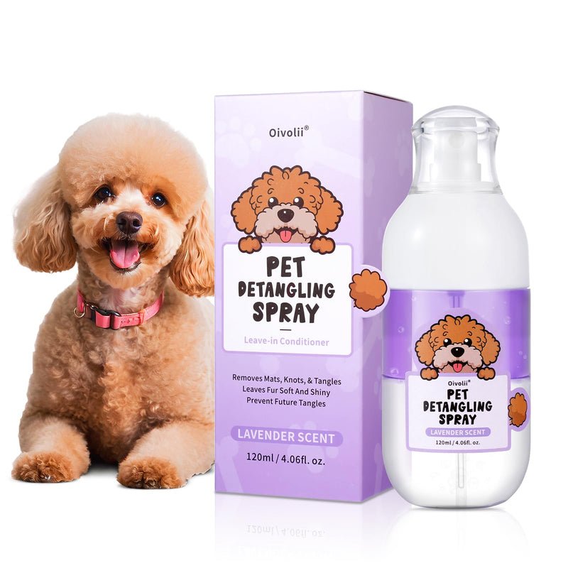 Dog Detangler Spray Dematting, Natural Dog Leave in Conditioner Spray for Grooming and Dog Mat Removal,Perfect for Doodles & All Coat Types,Lavender Scent - PawsPlanet Australia