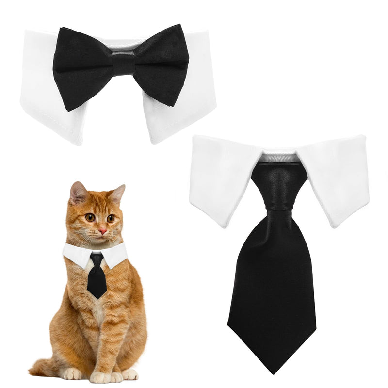 Black Bow Tie Cat Collar, Dog Cat Tuxedo Collar, Cat Wedding Bowtie, Adjustable Formal Collar Neck Tie, Formal Pet Cats Necktie for Cats, Small Dog Wedding, Birthday Gift - BeesActive Australia