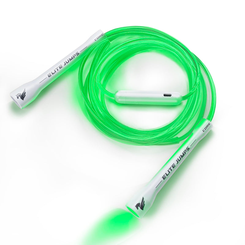Elite Jumps - Light Show LED Jump Rope - For Kids & Adults - Durable & Lightweight - Adjustable Length & USB Rechargeable - Tangle-Free Jumping Rope for Fun & Exercise - 6 Vibrant Colors Single LED