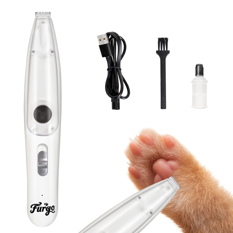 FURGO Dog Paw Clippers with LED Light, Cordless Low Noise 2-Speed Pet Grooming Trimmer, Rechargeable Dog Clippers for Paws, Face, Ears, Eyes, with Vacuum Hair Storage and Suction - BeesActive Australia