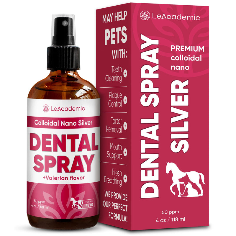 Dog Dental Spray | Cat Dental Care | Colloidal Silver for Dogs, Cats, and Pets | Dog Mouth Spray | Spray for Horses and Others | For All Ages & Breeds | Helps with Plaque, Tartar, & Foul Odor | 4 Oz