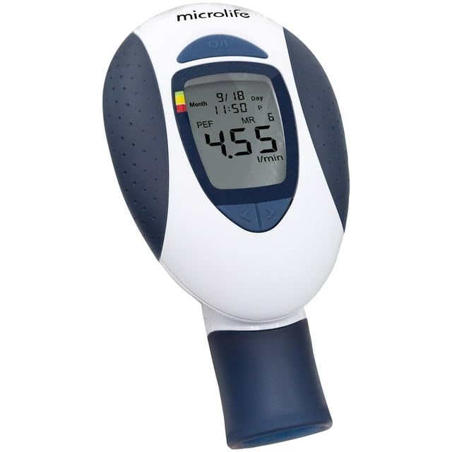 Microlife Digital Peak Flow Meter Tests PEF / FEV1 / Early Detection of Asthma Attacks, (Spirometer for Kids & Adults), Device for Monitoring Asthma, COPD & Other Lung Conditions PF-101 - BeesActive Australia