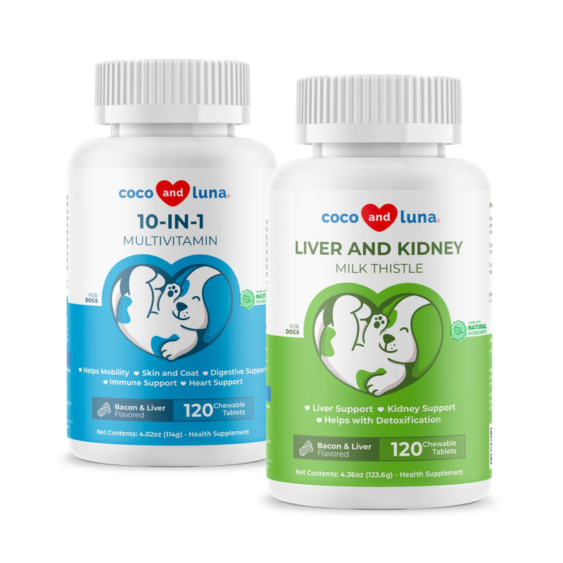 Milk Thistle + 10 in 1 Multivitamin for Dogs - Liver Support, Skin and Coat Health, Digestive Health, Hip and Joint Support and Heart Health. - PawsPlanet Australia