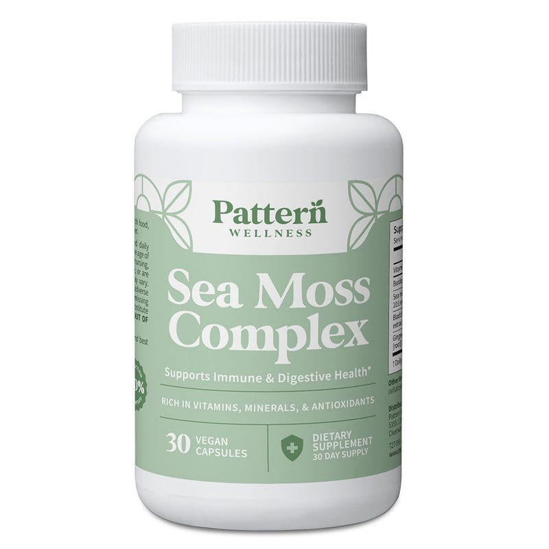 Pattern Wellness Sea Moss Complex Supplement – 30 Capsules | Sea Moss, Burdock Root, Bladderwrack, Vitamin C & Ginger – Supports Immune & Digestive Health – Vegan, Non-GMO 30 Count (Pack of 1)