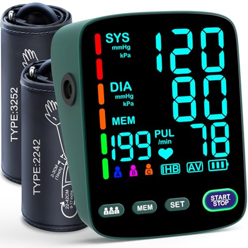 Blood Pressure Monitor,2 Upper Arm Large Blood Pressure Cuffs,3 X199 Memory