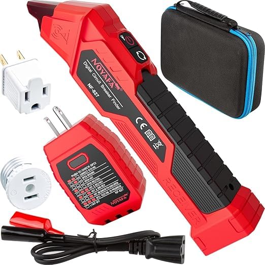 NOYAFA NF-827 Circuit Breaker Finder Tool with 3 Accessories &GFCI Outlet Tester, 90-120V AC Circuit Breaker Finder, Quickly Identify NCV Circuit Tester with Storage Case, Sensitivity Adjustment NF-827 + 3 Accessories