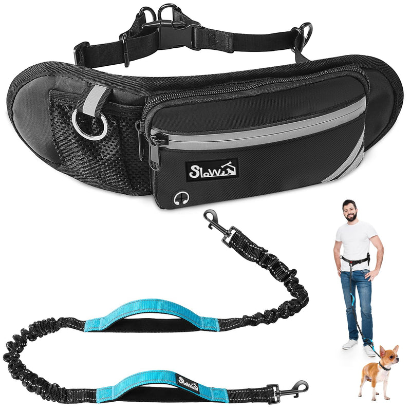 SlowTon Hands Free Dog Leash - with Removable Zipper Pouch, Shock Absorbing Bungee Leash, Dual Handle & Reflective Stitches, Wide Padded Adjustable Waist Leash for Dogs Walking Running (M, for 1 Dog) Medium for 8 - 25 lbs - BeesActive Australia
