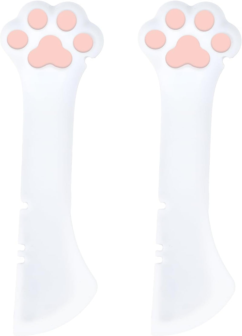 2Pcs Silicone Pet Food Spoon Dog Cat Food Spoon Cat Food Can Opener Paw Cute Paw Cat Food Spoon Wet or Dry Food Short Spoon White Spatula Scoop Mixing Spoons for Dog Cat Canned Food - BeesActive Australia