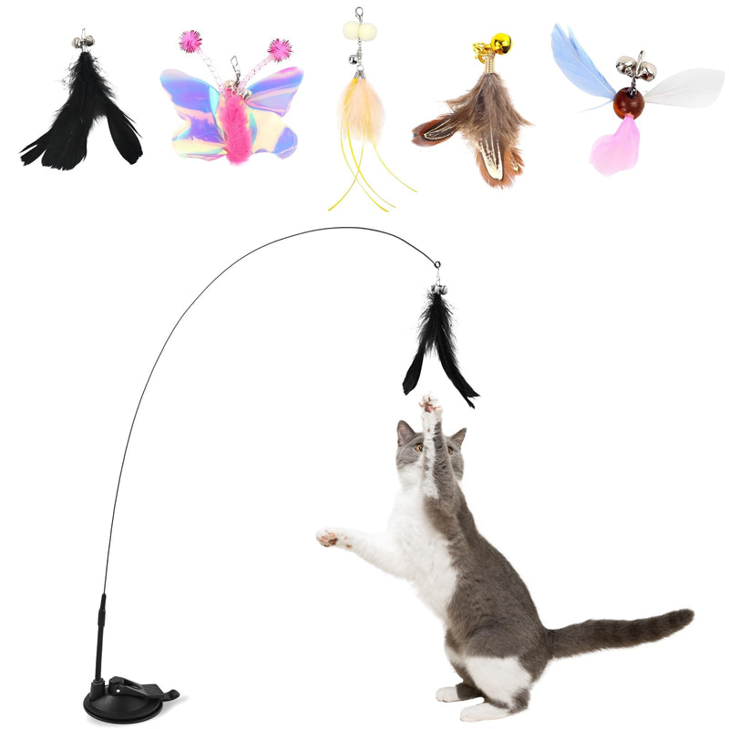 Interactive Cat Toy with 5 Replaceable Feathers, an Indoor Automatic Cat Toy for Cat, Valuable Cat Chase Toy to Promote Exercise and Reduce Stress - BeesActive Australia