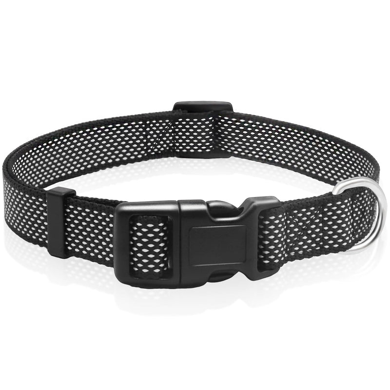 Dog Collar, Reflective Dog Collars with Buckle, Nylon Adjustable Collar for Small Medium Large Dogs (Black, S) - BeesActive Australia