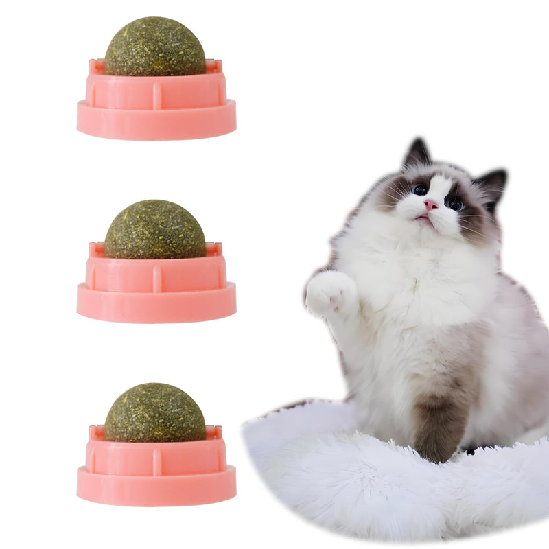 Pink Catnip Balls for Cats - 3PCS Wall Catnip Toys Edible Cat Toys for Cat Lick Safe Healthy Kitten Chew Toys Teeth Cleaning Dental Cat Toys - BeesActive Australia