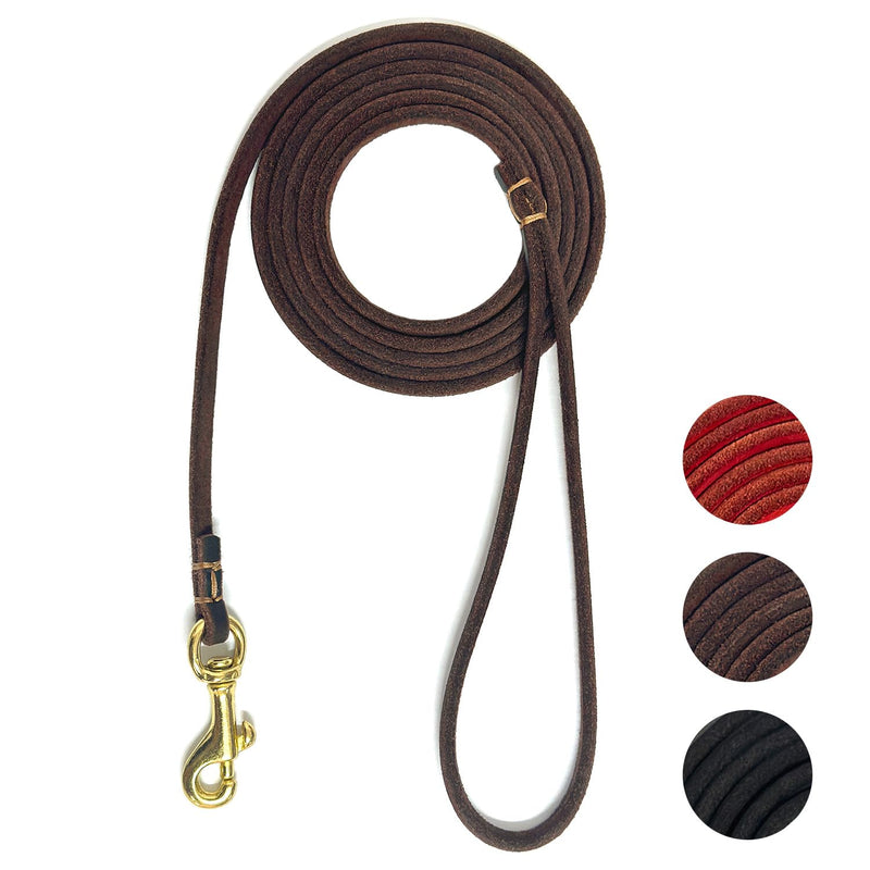 Guiding Star Leather Dog Leash 6 ft x 1/4 inch,Thin and Lightweight Leather Leashes for Small Dogs,Leather Cat Leashes for Small Cats,Soft Genuine Leather Dog Training Leashes for Petite Dogs Brown Basic Leash - BeesActive Australia
