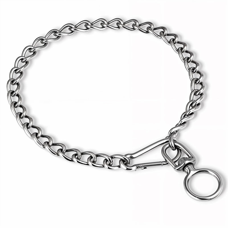 Chain Dog Collar Stainless Steel Metal Links Walking Training Collar Chew Proof Dog Necklace for Small Medium Large Dogs (18in x 2.5mm(Neck max 16in)) - BeesActive Australia