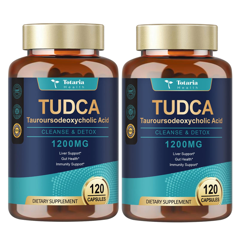 (2 Packs) TUDCA Supplement 1200mg (Tauroursodeoxycholic Acid), Ultra Strength Pure TUDCA Bile Salts Liver Support Supplements, Liver and Gallbladder Cleanse & Repair, Vegan 120 Count (Pack of 2) - BeesActive Australia