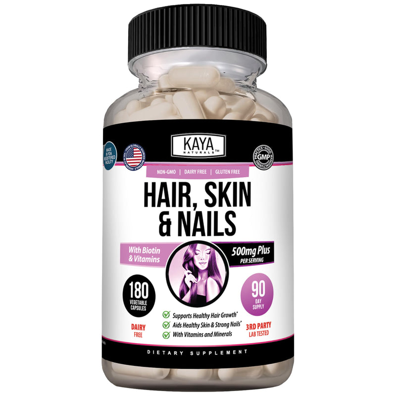 Kaya Naturals Hair Skin Nail Capsules, 180 Count 180 Count (Pack of 1)