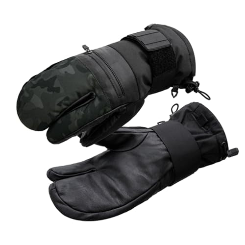 VXW Snowboard &Ski Mittens with Wrist Guard and Leather Palm, Waterproof & Windproof 3M Mittens for Snowboarding Skiing in Extreme Cold Weather X-Large Black