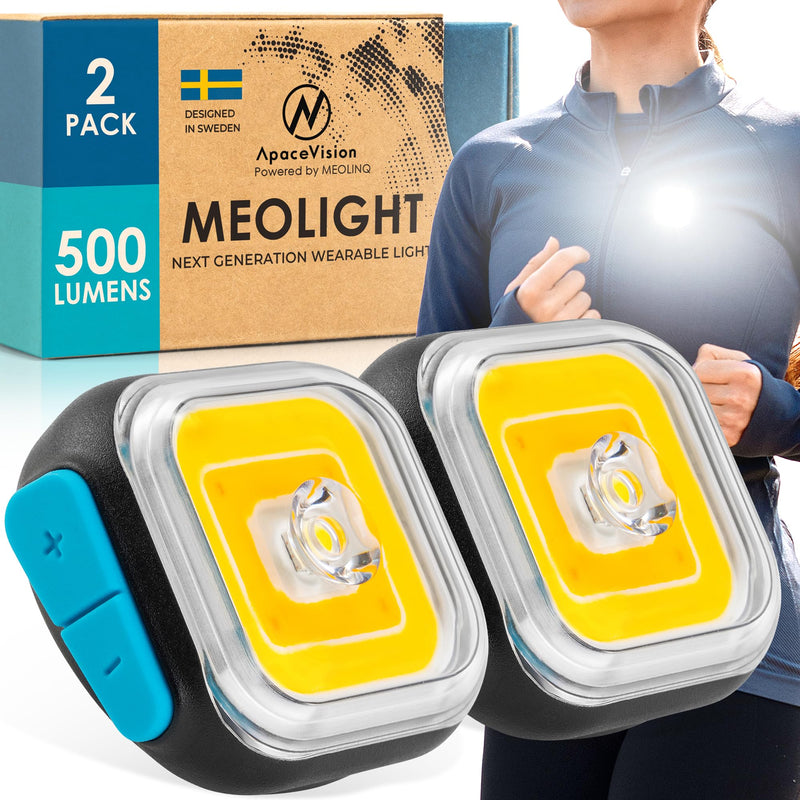 Apace Vision MEOLIGHT 500 Lumen Light for Running, Dogs, Walking - Wearable Flashlight Chest LED Safety Light for Dog Collars, Bike Tail Lights, Hiking, Camping - Reflective Accessories (2X Meolight)